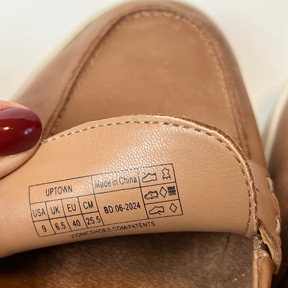 Vionic Uptown Leather Loafers Camel Comfort Travel Shoes Size 9 - Picture 9 of 9